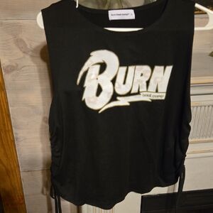 Black Graphic Ruched Sleeveless Muscle Tee